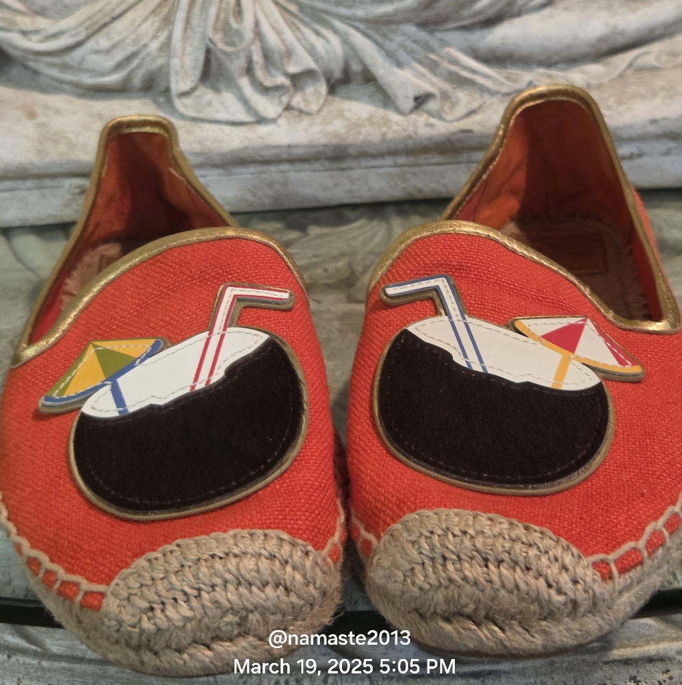 Tory Burch Womens Canvas Coco Samba Calf Hair Coconut Espadrille #159